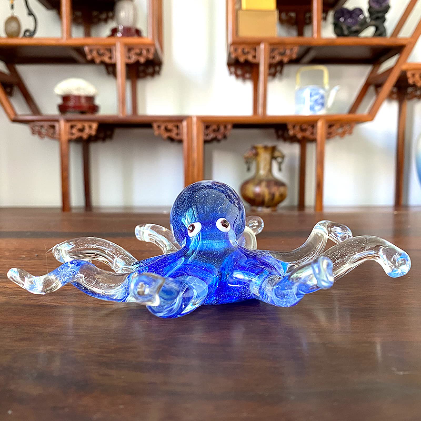 Amazon.co.jp: 色釉手作りガラス青タコの置物吹きガラス文鎮誕生日