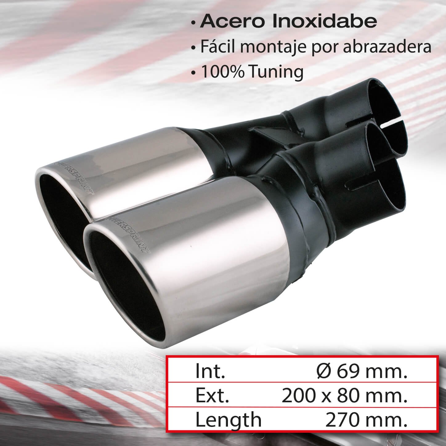 S SUMEX Cola de Escape GTI Look 69 mm Embellecedor Escape Acero Inoxidable Cromado, Terminal Deportivo para Coche