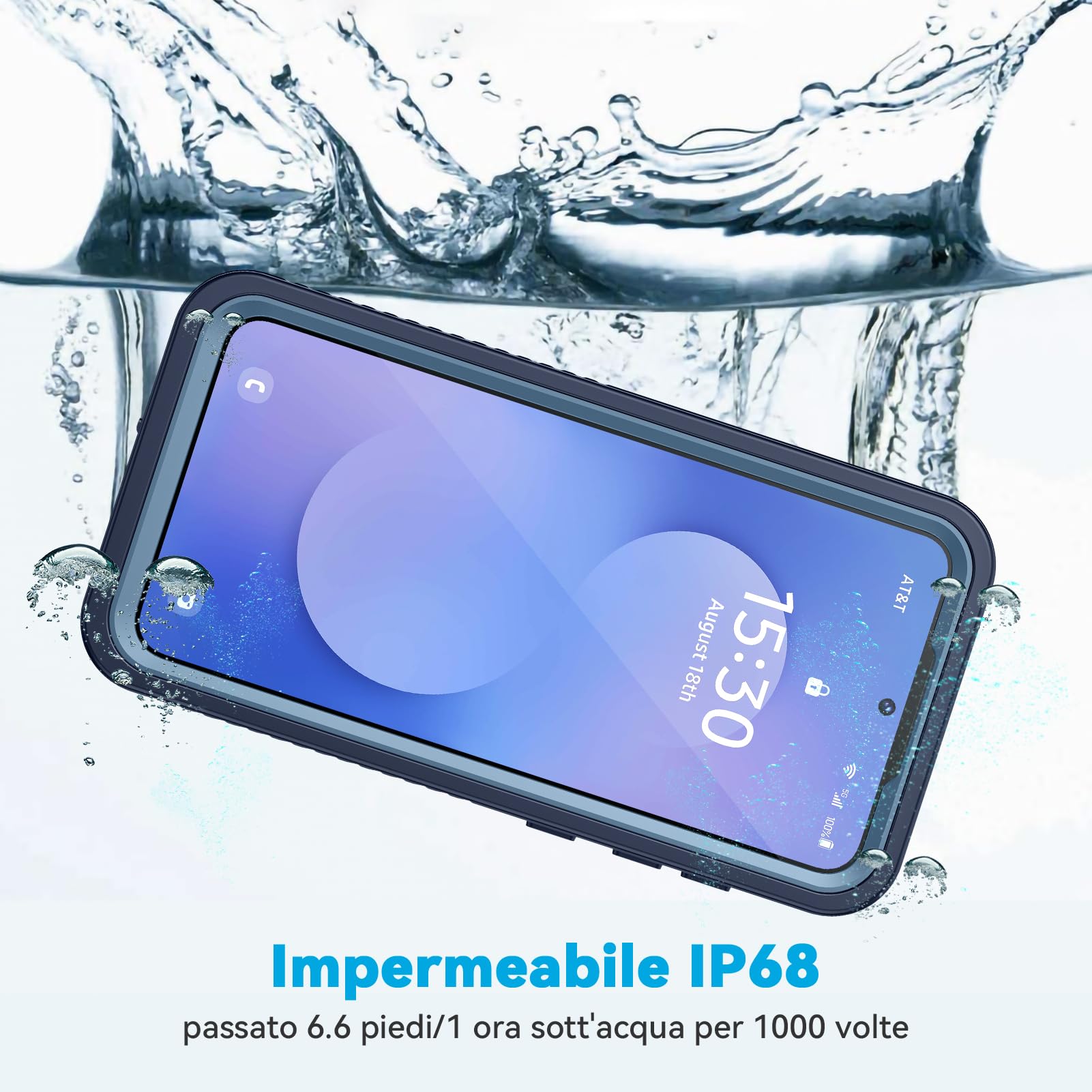 Lanhiem Cover Per Samsung S25 FE 5G Impermeabile,IP68 Waterproof e 360 Gradi Protezione,Compatibile con MagSafe,Custodia Subacquea Antiurto Rugged per S25 FE,Blu