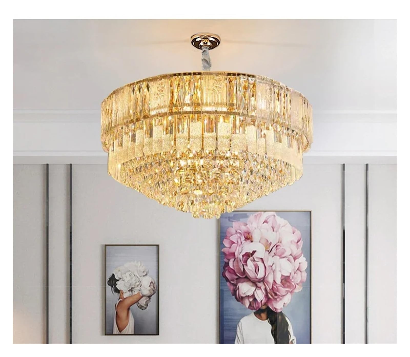 Genérico Lámparas de araña, Luces de techo LED cristal modernas, lámparas acero inoxidable alta gama, accesorios iluminación for decoración Villa y restaurante(60cm,White)