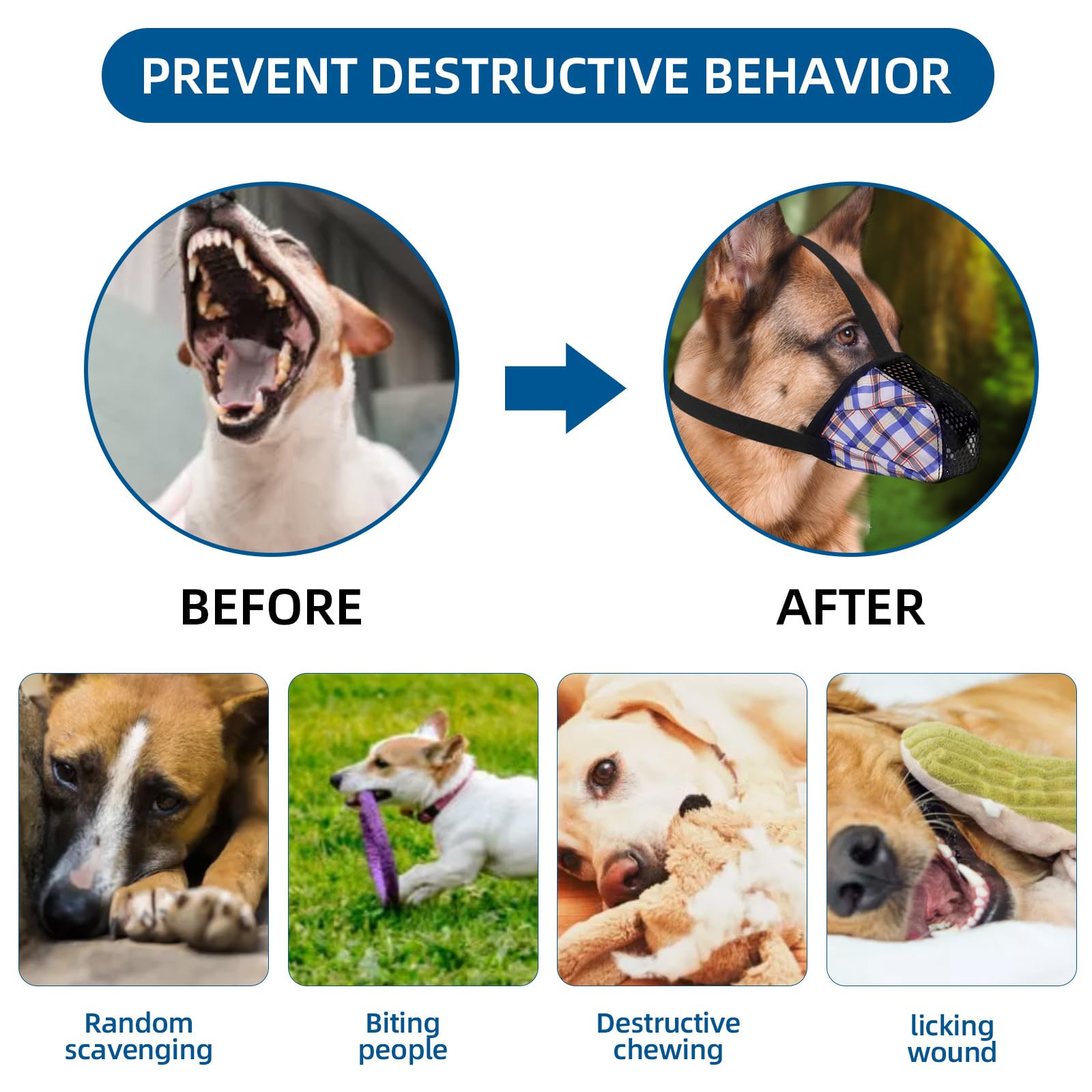 PET'S HUB Breathable Mesh Dog Muzzle, Ideal for Longer Nosed Dogs Dog Muzzle - Image 4