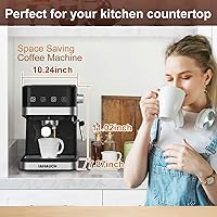 Vista 2 de Máquinas de café expreso de 20 bares, 1050 W, máquina de café con leche a presión, máquina de café expresso con espumador de leche, tanque de agua