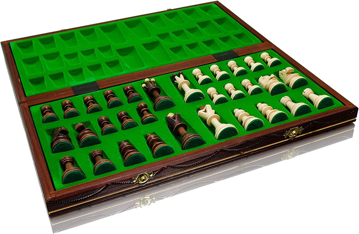 Master of Chess Scacchiera in Legno “SENATOR” 41 cm - Fatto a Mano Grandi Scacchiera Portatile - Set di Scacchi Pieghevoli per Bambini e Adulti - Ornamenti Bruciati