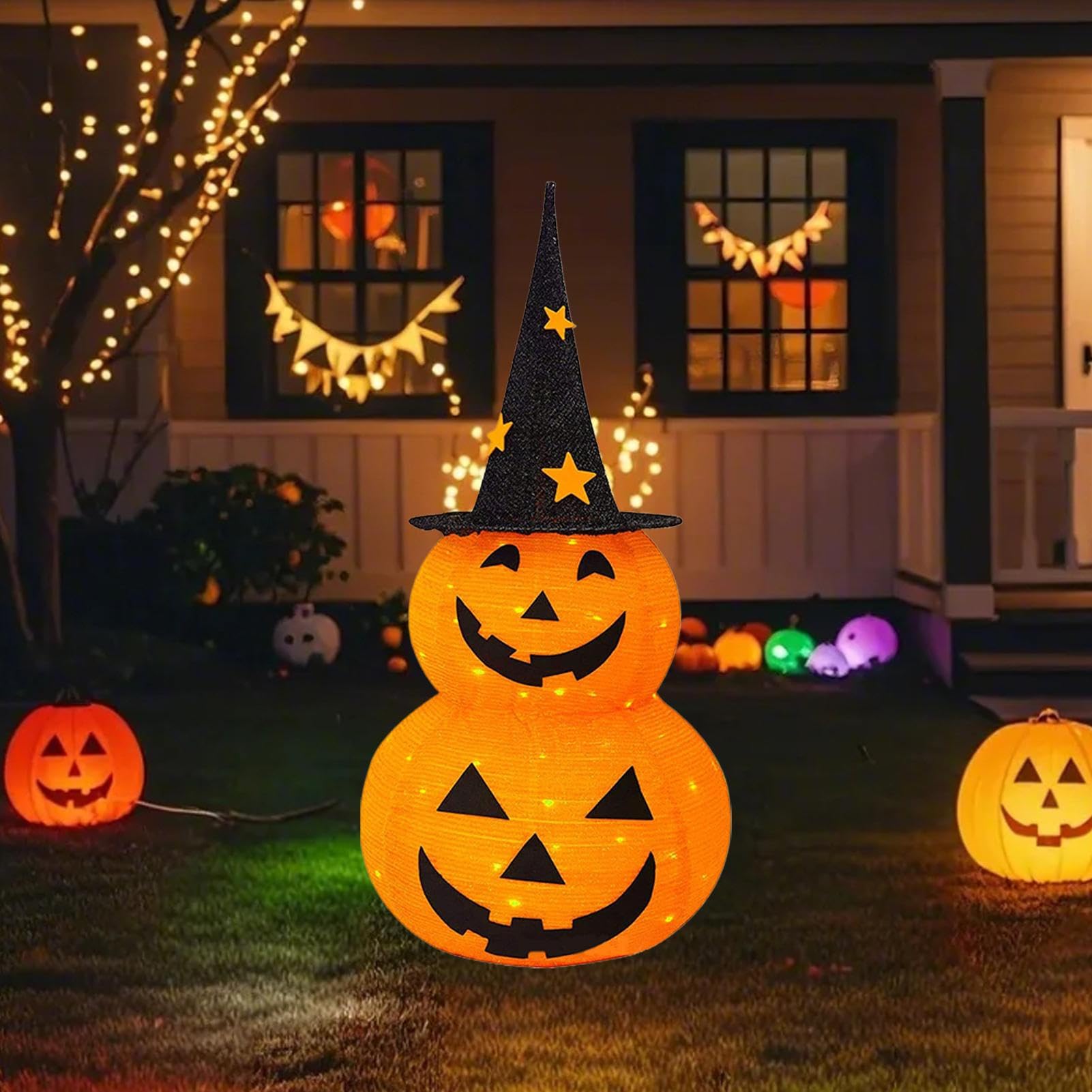 Calabazas Iluminadas Decoración De Halloween con 8 Modos | de jardín festivo para propietarios, inquilinos, apartamento, oficina, salón, dormitorio, balcón, jardín, patio y patio