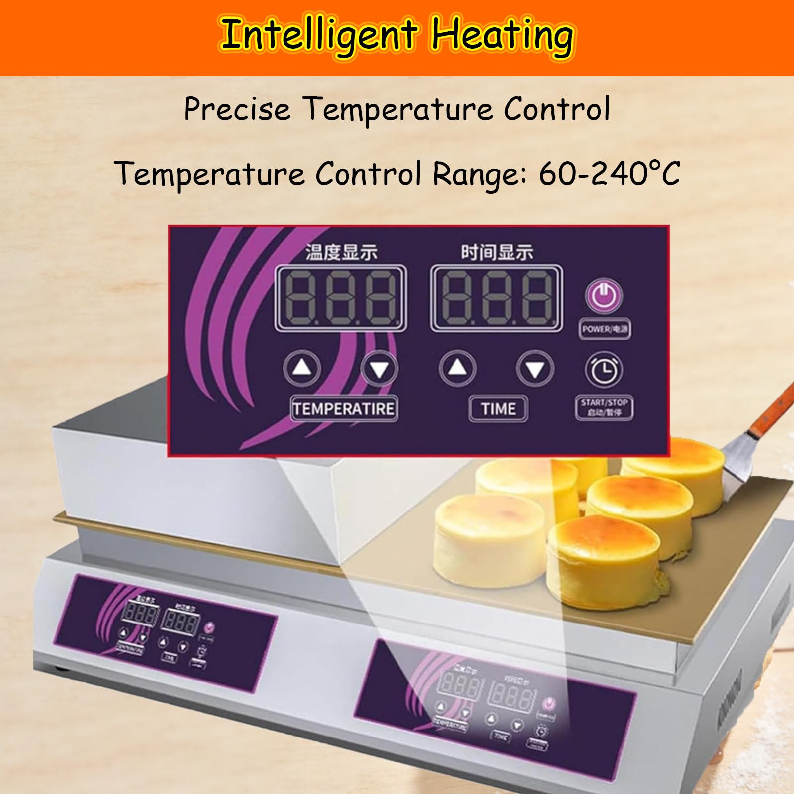 MáQuina Japonesa para Tortitas Soufflé, MáQuina para Dorayaki con Recipiente De Cobre, Plancha EléCtrica Profesional, MáQuina para Tortitas Y Soufflé Double-Ended