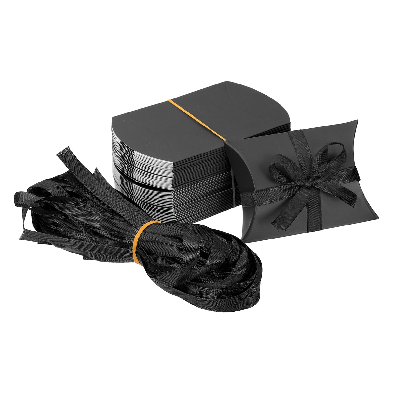 PATIKIL Small Gift Boxes, 50 Pcs 3.5x2.5x1 Inch Pillow Boxes Candy Thank You Treat for Wedding Party Favor Pen Birthday Gift Jewelry Greeting Card, Black