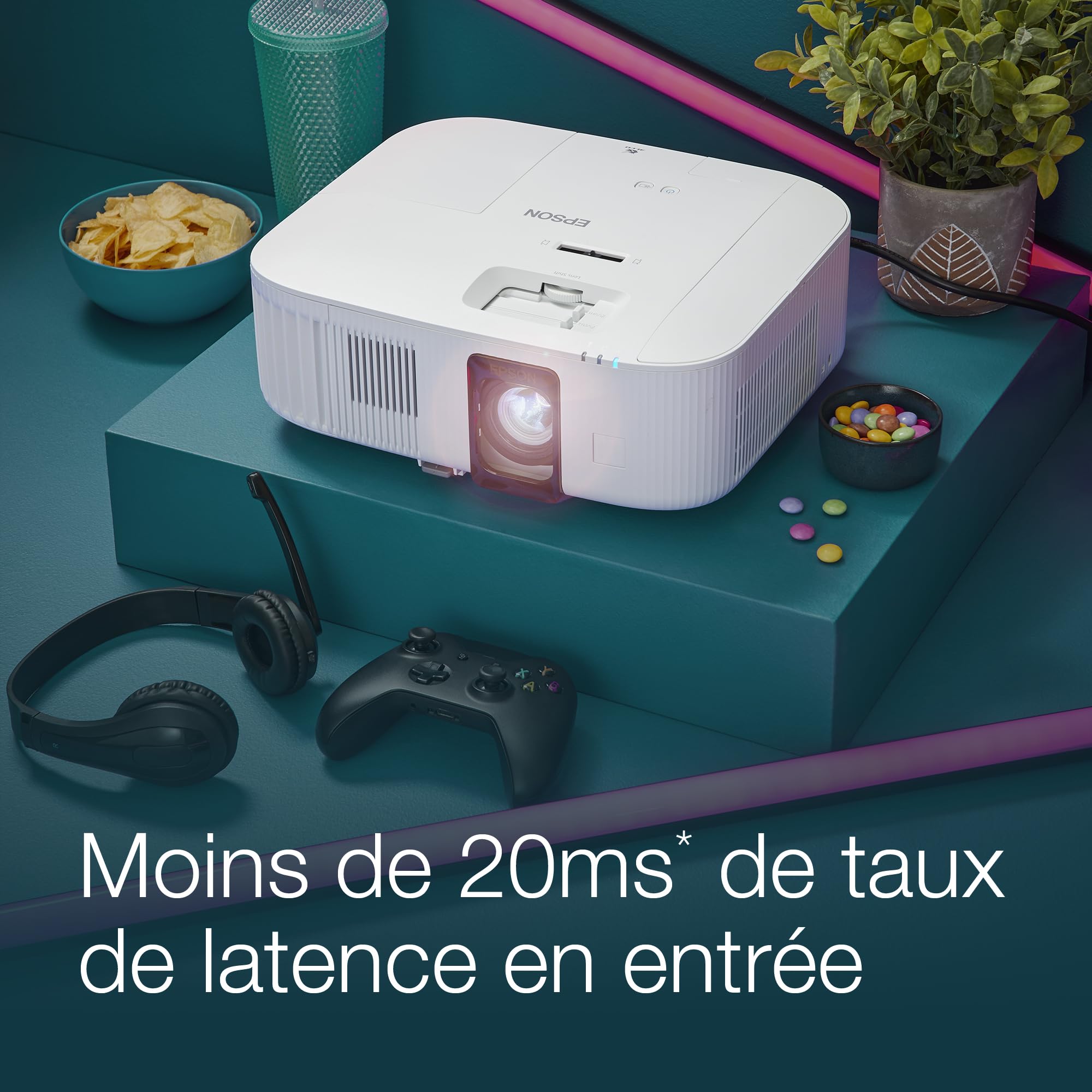Epson EH-TW6250 | Projecteur 4K Pro-UHD | 2 800 lumens | 3LCD | Android TV | Affichage 500 Pouces (12,7 m) | Configuration Facile avec Correction du trapèze | Domicile et Jeux vidéo | Blanc