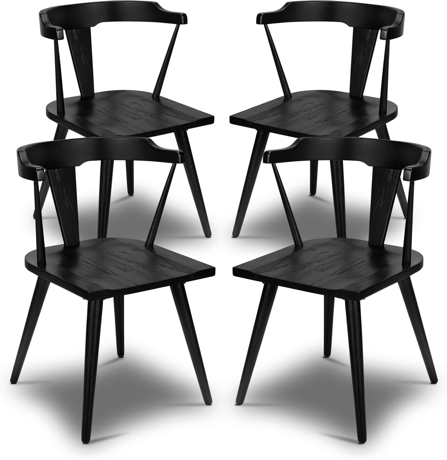 1chair))))))Poly & BARK Mid Century Modern Enzo Black Dining Chair – Solid Oak Wood Splat Back Chair, 18\\\\\\\" Seat Height, 32\\\\\\\" Tall – Stylish MCM Kitchen & Dining Room Chair -Black 1-chair