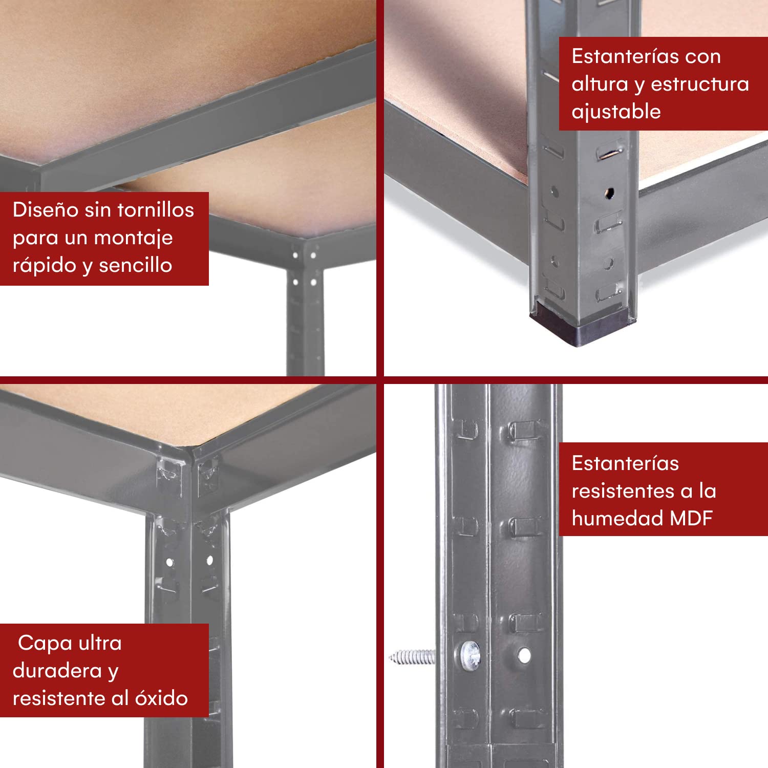 G-Rack Estantería para garaje: 180 cm x 120 cm x 60 cm, compartimento individual, color gris, unidad de 5 niveles, peso de carga de 175 kg por nivel (875 kg por unidad), uso doméstico, oficina, garaje