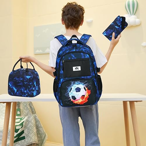 Miniatura 5 de Bluboon Mochila escolar para niños, adolescentes, mochila para laptop de 15 pulgadas con bolsa de almuerzo, estuche para lápices, mochila para