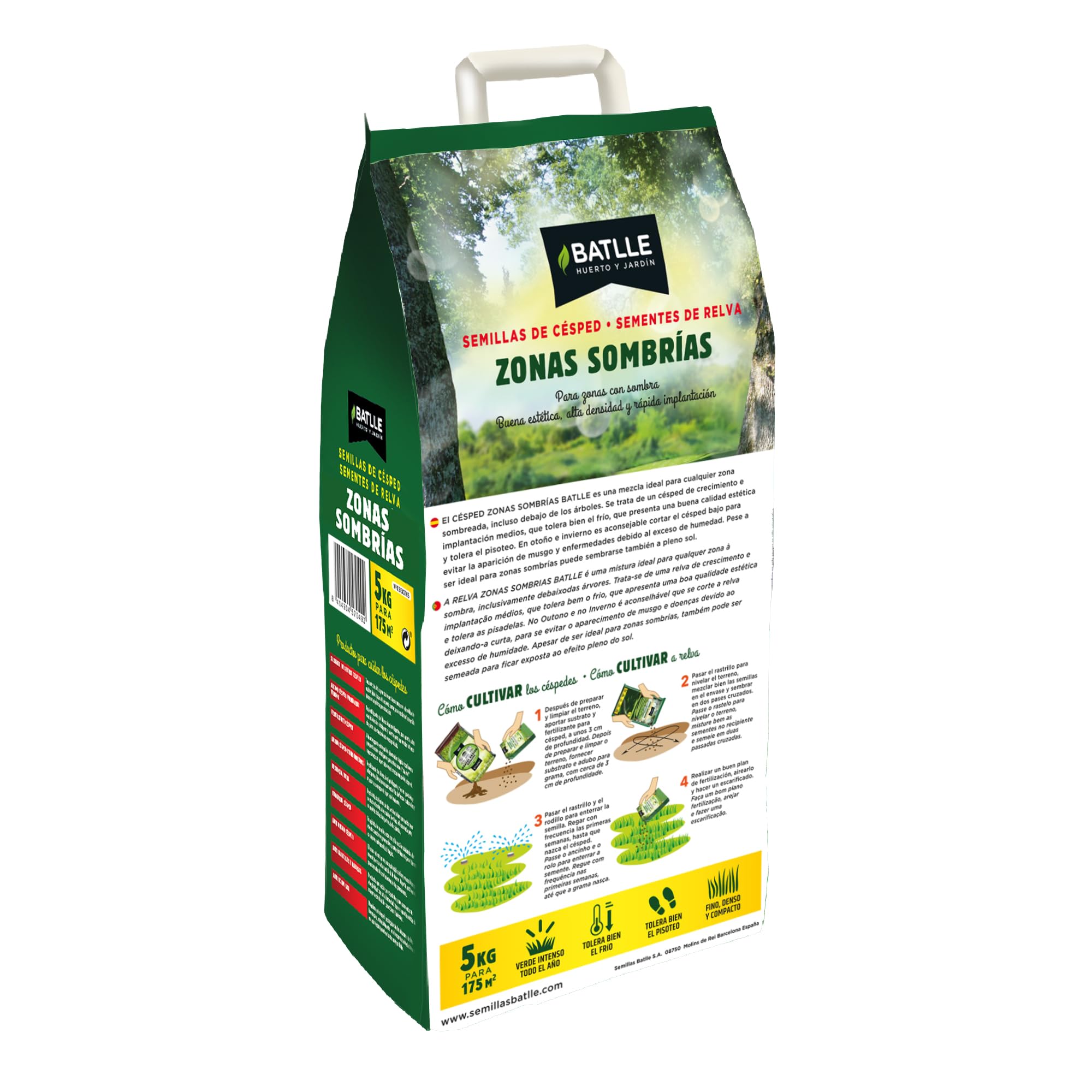 Batlle Semences Gazon Zone Sombre 5kg, Graine Marron