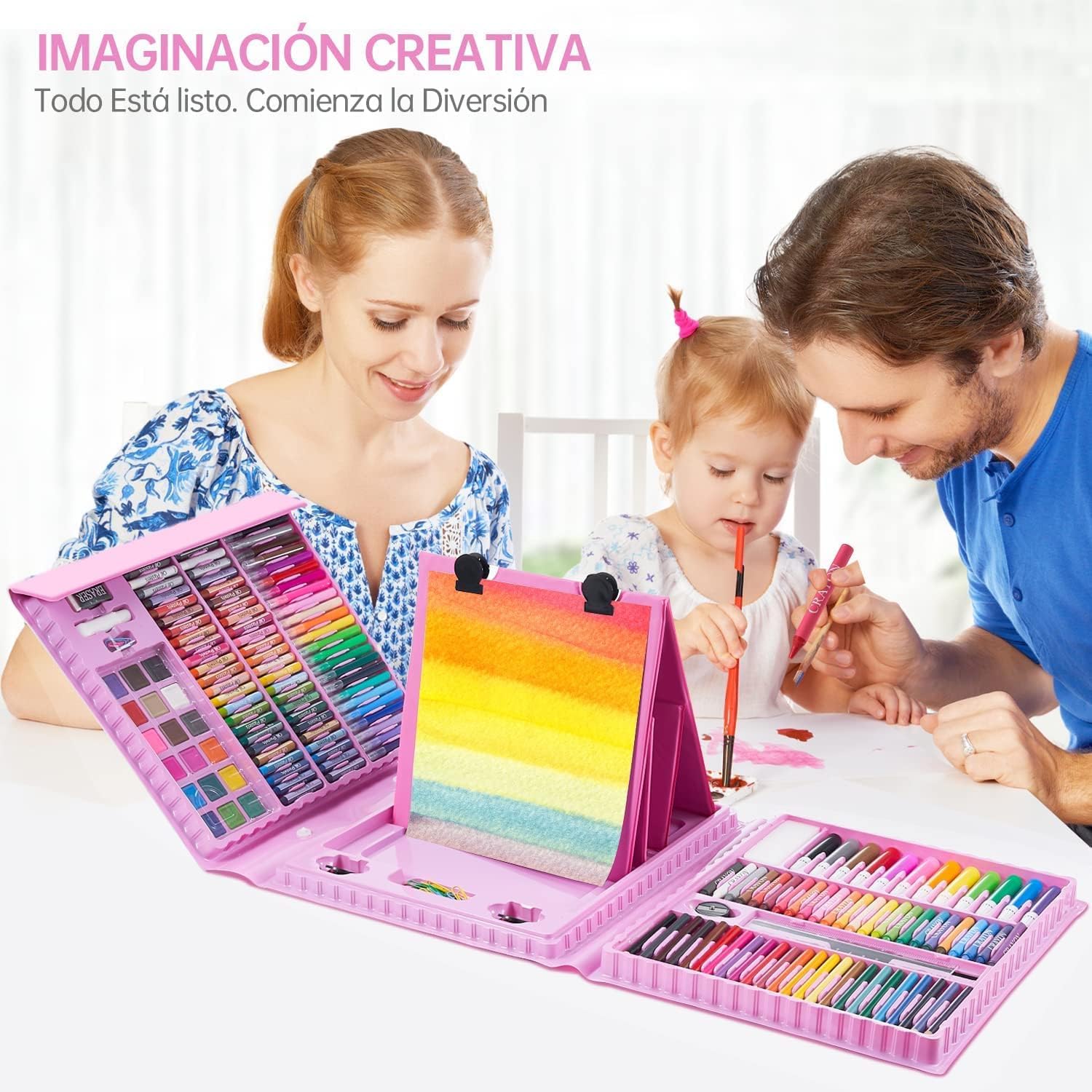 STOFFIER GARTEN 208 PCS Drawing Art Kit for Kids Girls Boys, Painting Set, Teens Artist, Art Set Case with Trifold Easel, Includes Oil Pastels, Color Pencils, Scissors, Origami Paper 40 Sheets