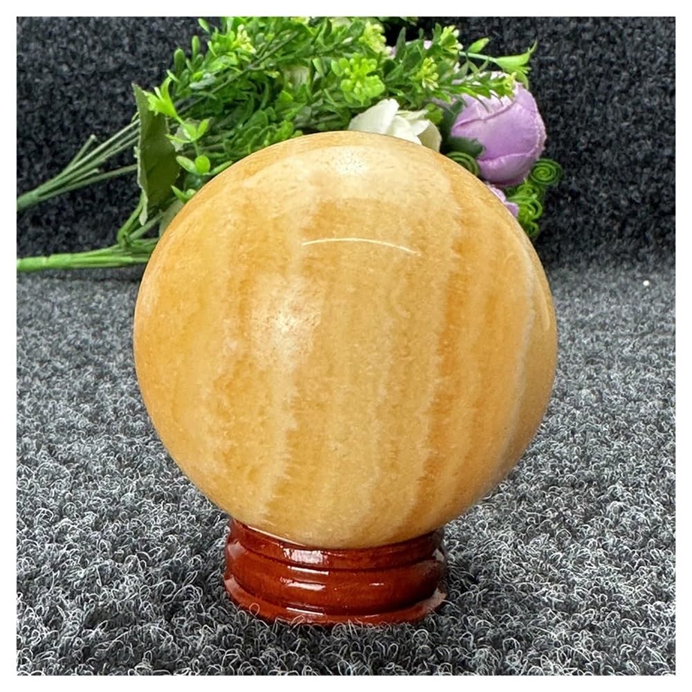 Bola de cuarzo calcita amarillo natural decoracion hogar esfera naranja 53mm