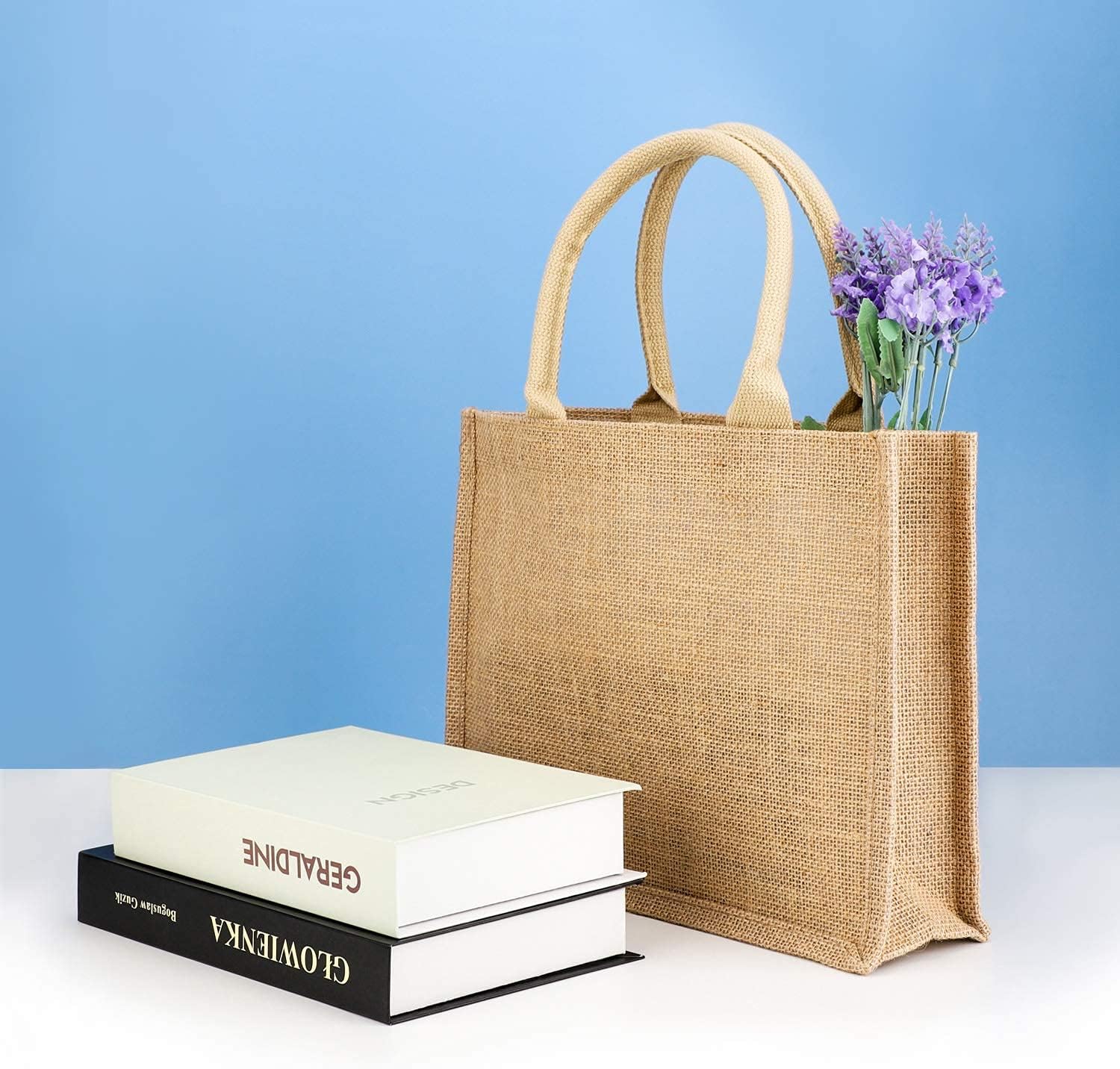 Segarty Tote Bags, 6 Pack Small Burlap Jute Reusable Canvas Gift Favors Bag with handles Blank Tote Bulk for Bridesmaid Wedding, Women Market Grocery Shopping, Bachelorette Party, Beach Trip, DIY - Image 6