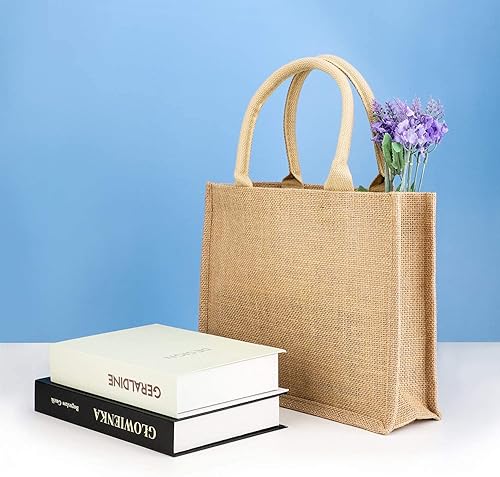 Miniatura 6 de Segarty Bolsas de yute, 1 paquete pequeño de yute de arpillera reutilizable, bolsa de regalo de lona con asas, bolsa en blanco a granel para dama de