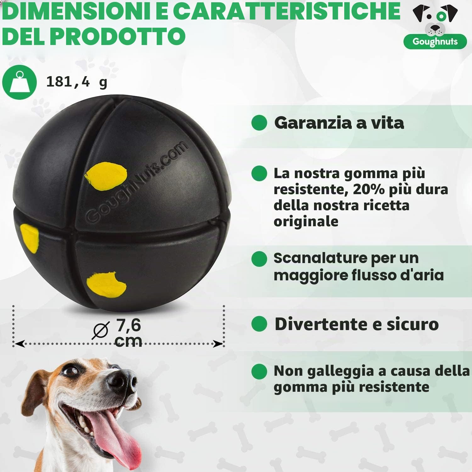 Goughnuts — Pallina Quasi Indistruttibile — Palla per Cani dal Morso Potente di 14-32 Kg