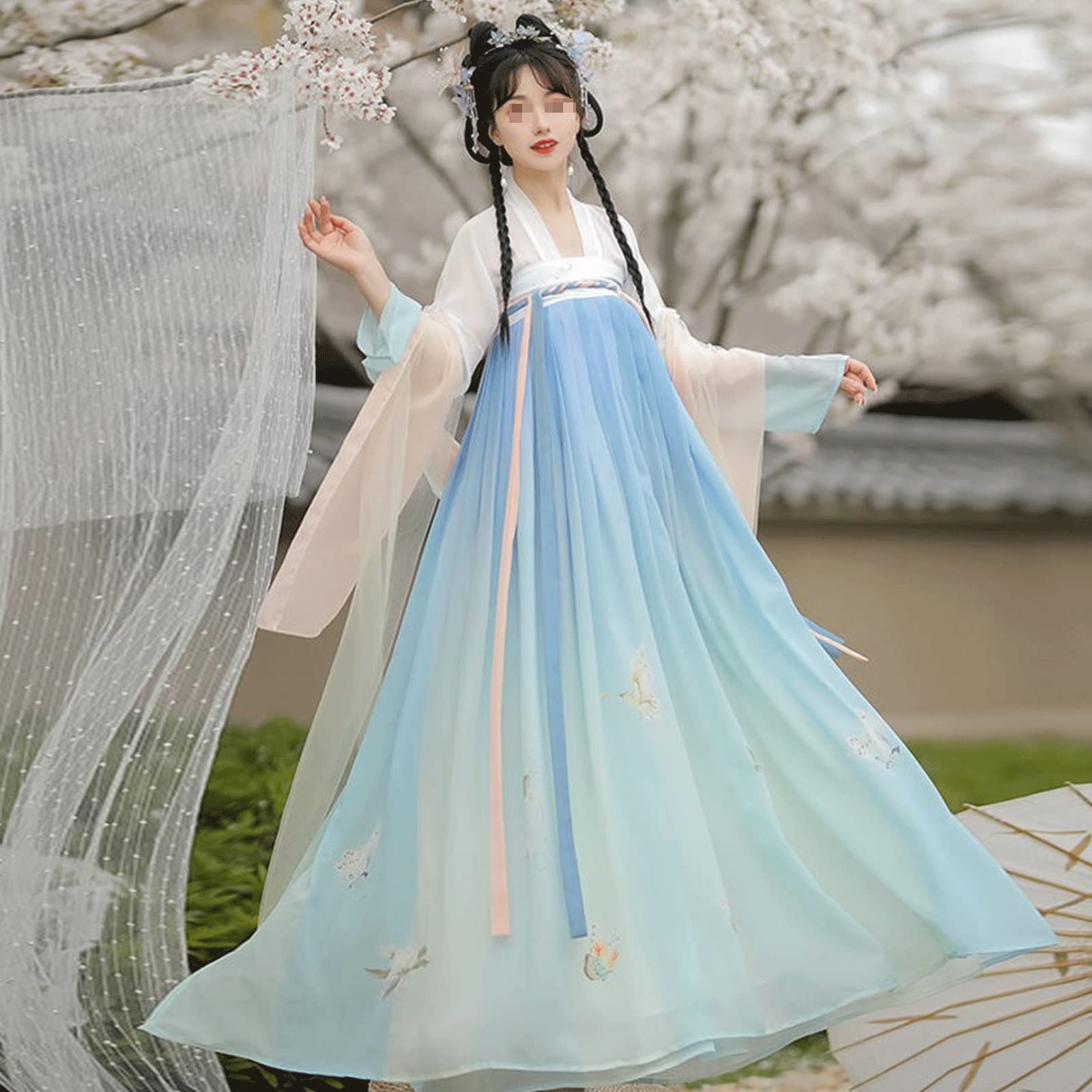 Kobiety ChińSki Tradycyjny StarożYtny Hanfu KsiężNiczka Taniec Ludowy Odzież Dla DorosłYch Przebranie Na Karnawał! (Color : B, Size : M=156-161cm)