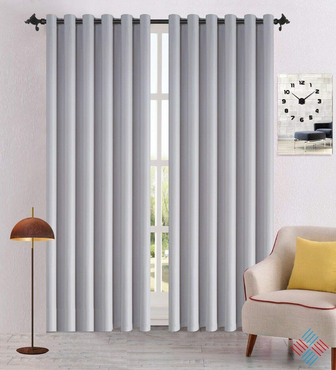 XXR THERMAL BLACKOUT Window Room CURTAINS Eyelet/Ring Top UK Sizes New (Silver, 46x54'')
