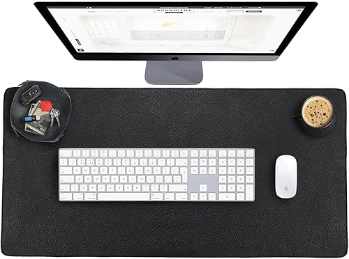 Almohadilla de escritorio de cuero para escritorio, tapete grande de cuero para escritorio, 32 x 16 pulgadas, tapete de escritorio de cuero genuino