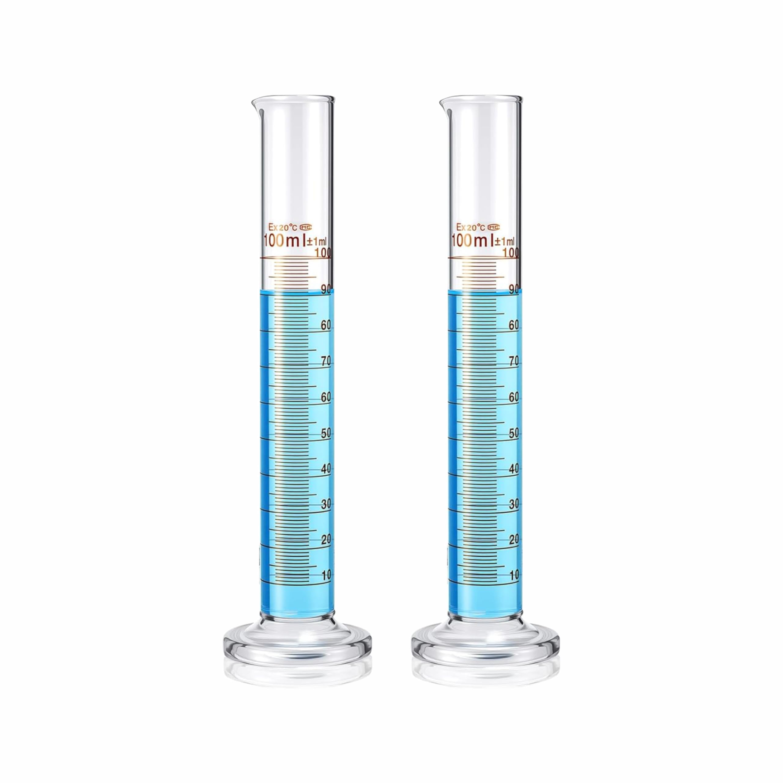Kaushik India Borosilicate 3.3 Glass Graduated White Printed Measuring Cylinder 100ml Round Base Pack of 2 for Laboratories, Classrooms Educations or Use-picture-10