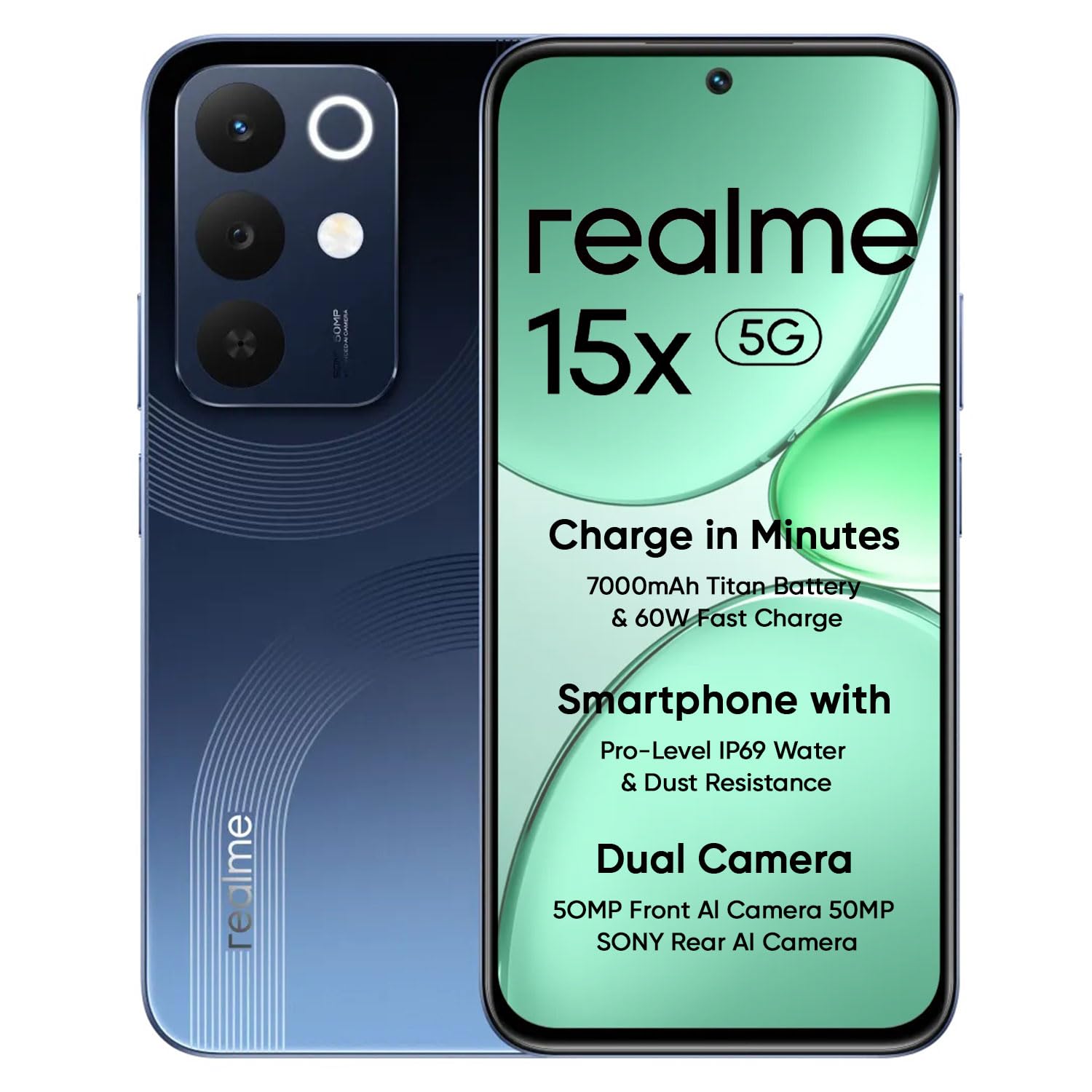 realme 15X 5G Smartphone 8+128GB, 6.8-inch Screen, 144Hz Display,7000mAh Battery, 60W Fast Charging, 50+50MP AI Camera,Dimensity 6300 6nm Octa-core chipset Processor, IP69, Marine Blue-image-20