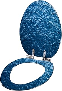 Elongated Toilet Seat Blue sea water Atlantic Resin Toilet Seat Quietly Slow Close with Quick-Release Hinges Toilet Seat with Cover Easy to Clean Install