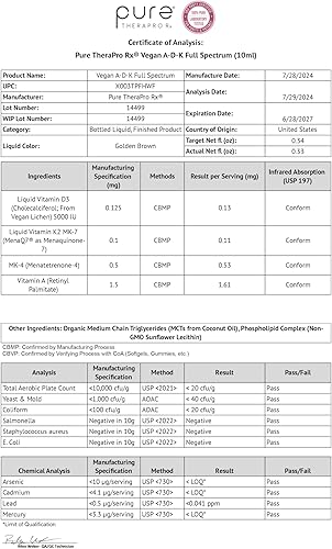 Miniatura 10 de Gotas veganas A-D-K Full Spectrum para una mejor absorción 5 gotas contienen 1507 mcg micellized A 5000 iu D3 pureshine 500mcg VIT K2 MK4 y 180mcg