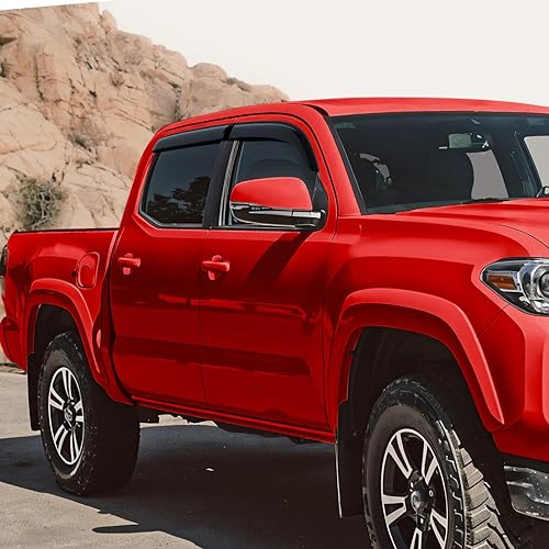 Miniatura 6 de Voron Glass Protectores de lluvia extra duraderos con cinta adhesiva para Toyota Tacoma 2016-2023 doble cab, deflectores de ventana, viseras de