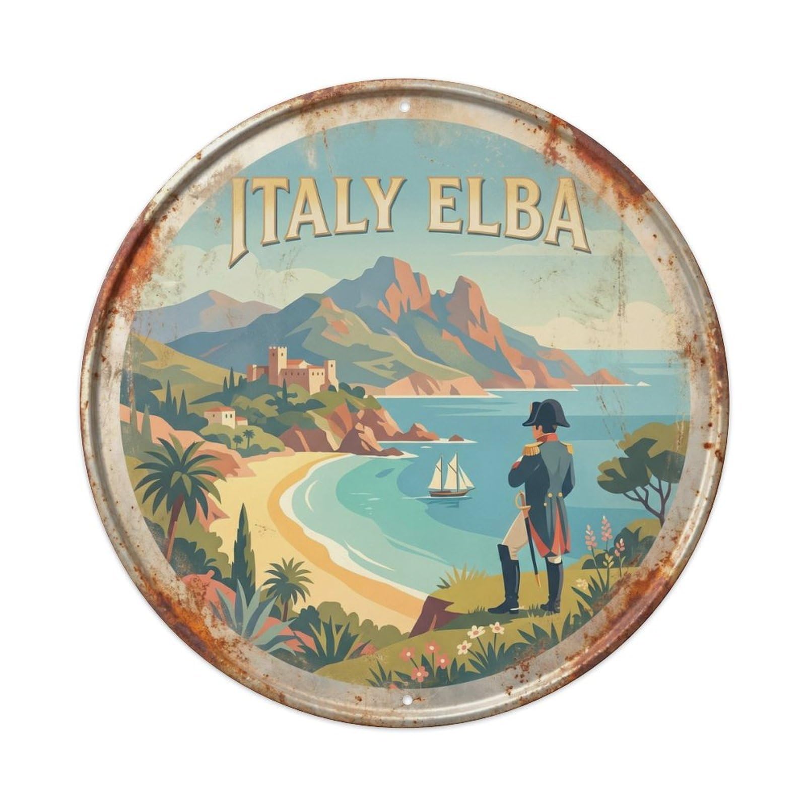 Este 8X8inch Style Elba Historic Island Italian Retro Destination Travel Metal Tin Sign