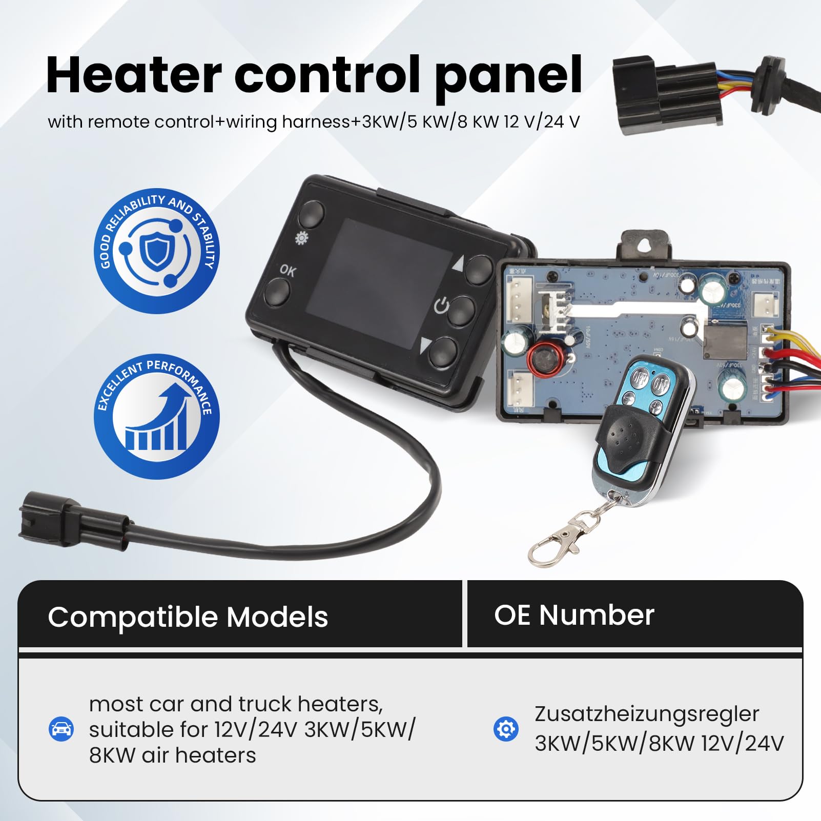 Kontroler ogrzewania postojowego 3 kW / 5 kW / 8 kW, 12 V/24 V, płyta główna, kontroler do ogrzewania postojowego na olej napędowy, przełącznik LCD, kontroler do samochodu, ogrzewania