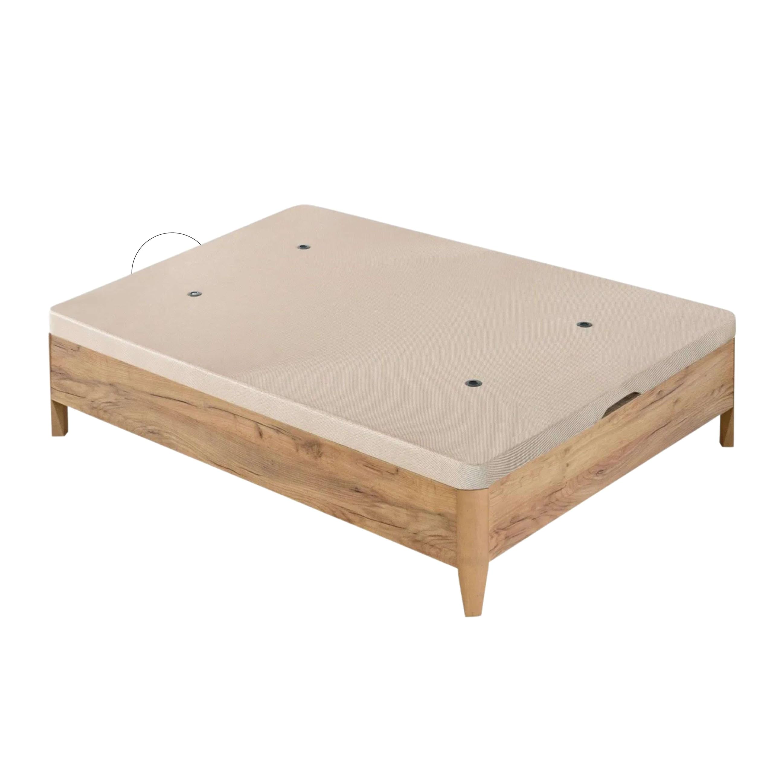 Canapé 135x190 cm Cama Dormitorio Cope, Tapa Reforzada Anti-Curva, Apertura Manual Bombines Gas, Roble Amazonas