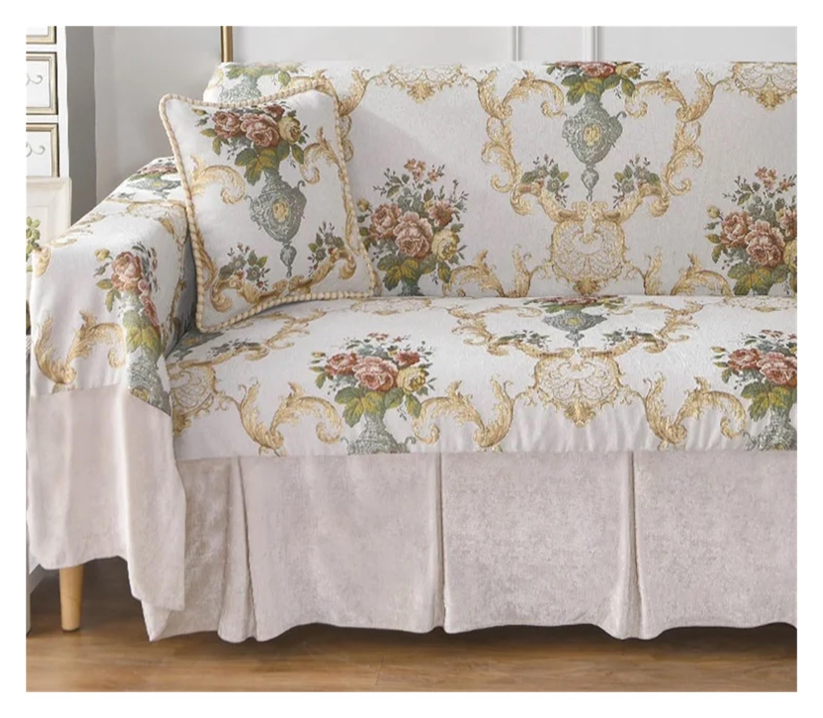 GCYEIDMA Vintage Sofa Cover Sofa Couch Cover 1/2/3/4 Seater Tassels Sectional Towel Throw Floral Recliner Slip Covers(Color5,3 Seater-180x300cm)