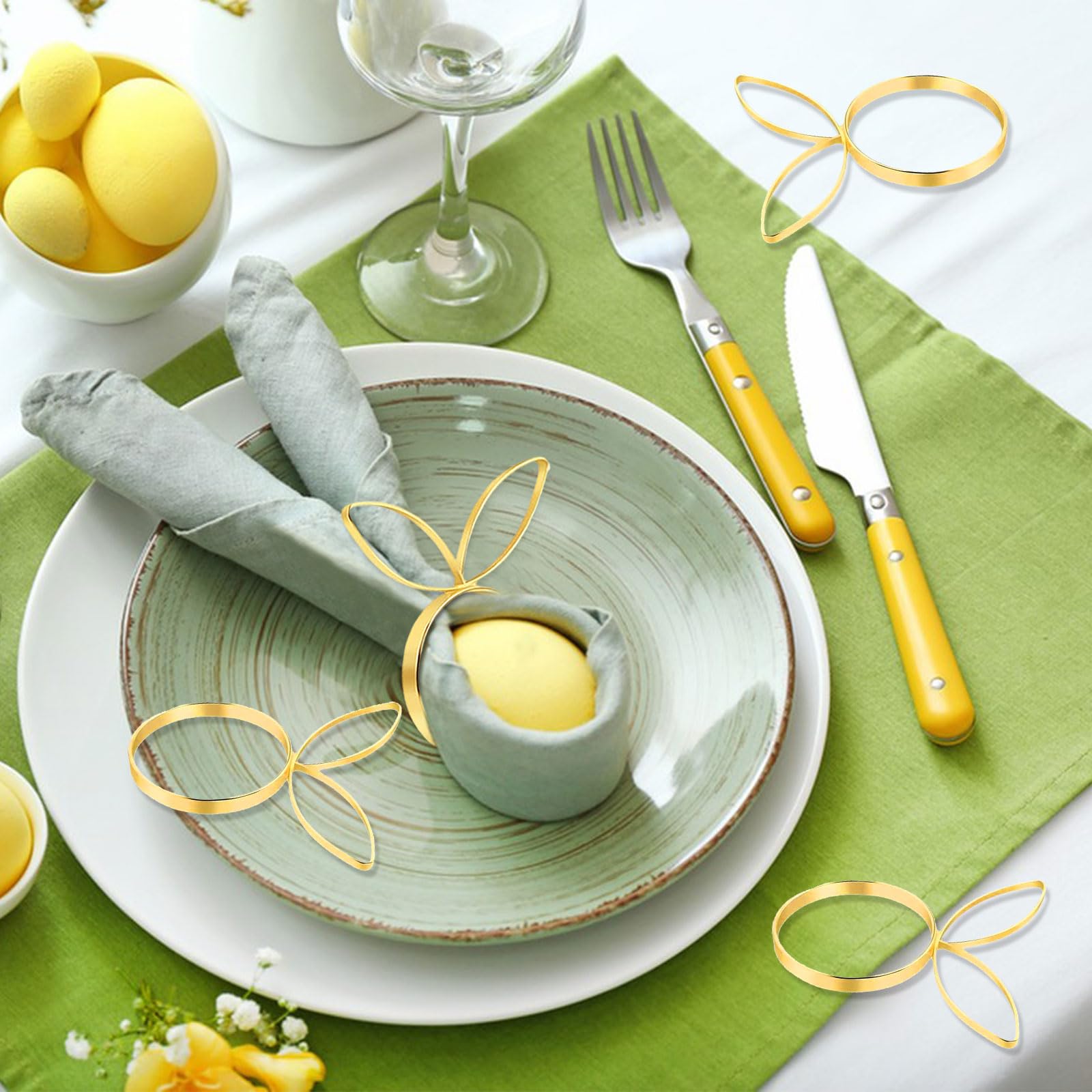 BestAlice 6 Portatovaglioli Pasquali A Forma Di Coniglio - Anelli In Legno Con Orecchie Per Decorazione Tavola