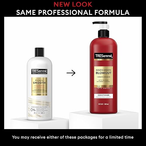 Miniatura 3 de TRESemmé Acondicionador suave de queratina, paquete de 4 para cabello encrespado, formulado con disciplina laminar, 28 onzas líquidas