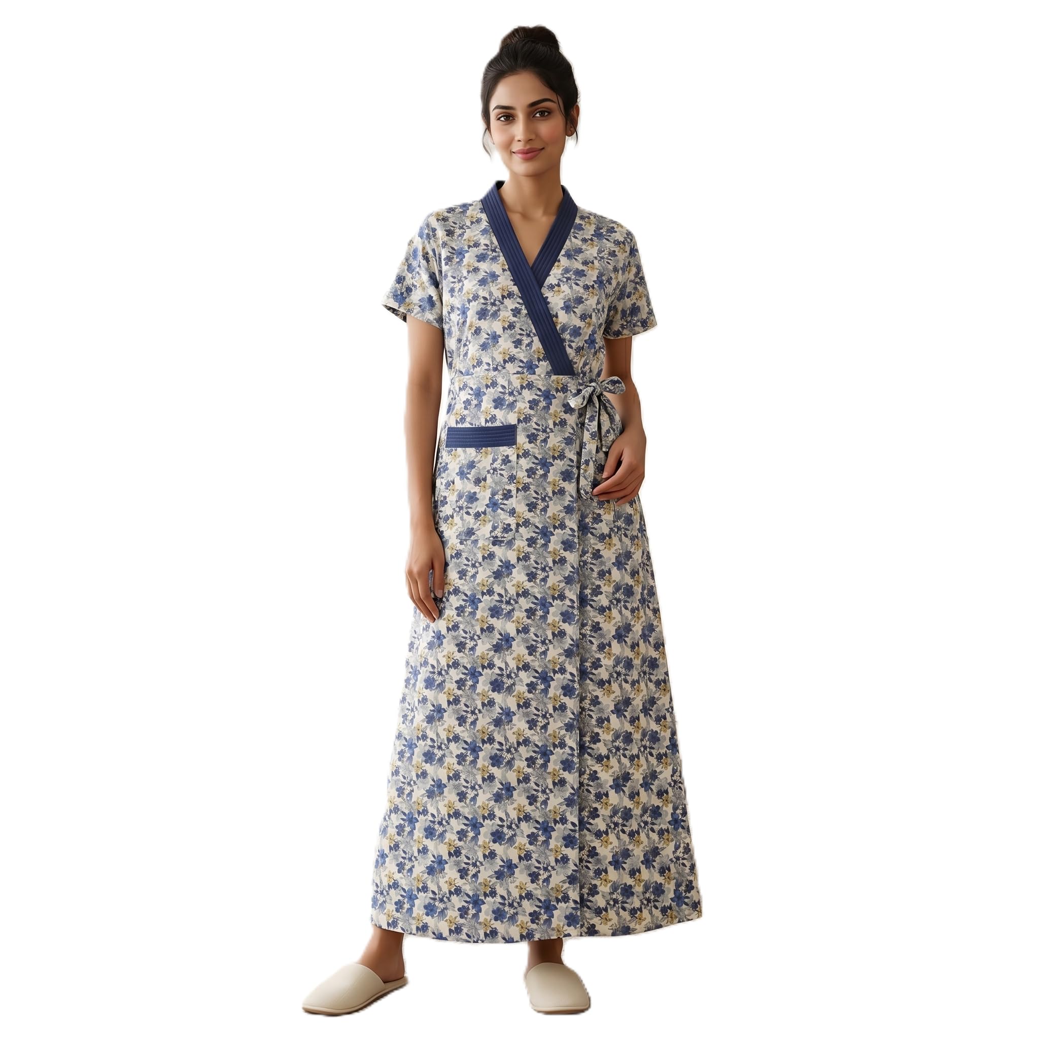 Premium Full Front Open Lizzy Bizzy Poly Cotton Full Length Robe, Housecoat, Nighty, Nightwear, Sleepwear, Night Gown for Women Ladies, Front Open Adjustable-image-38