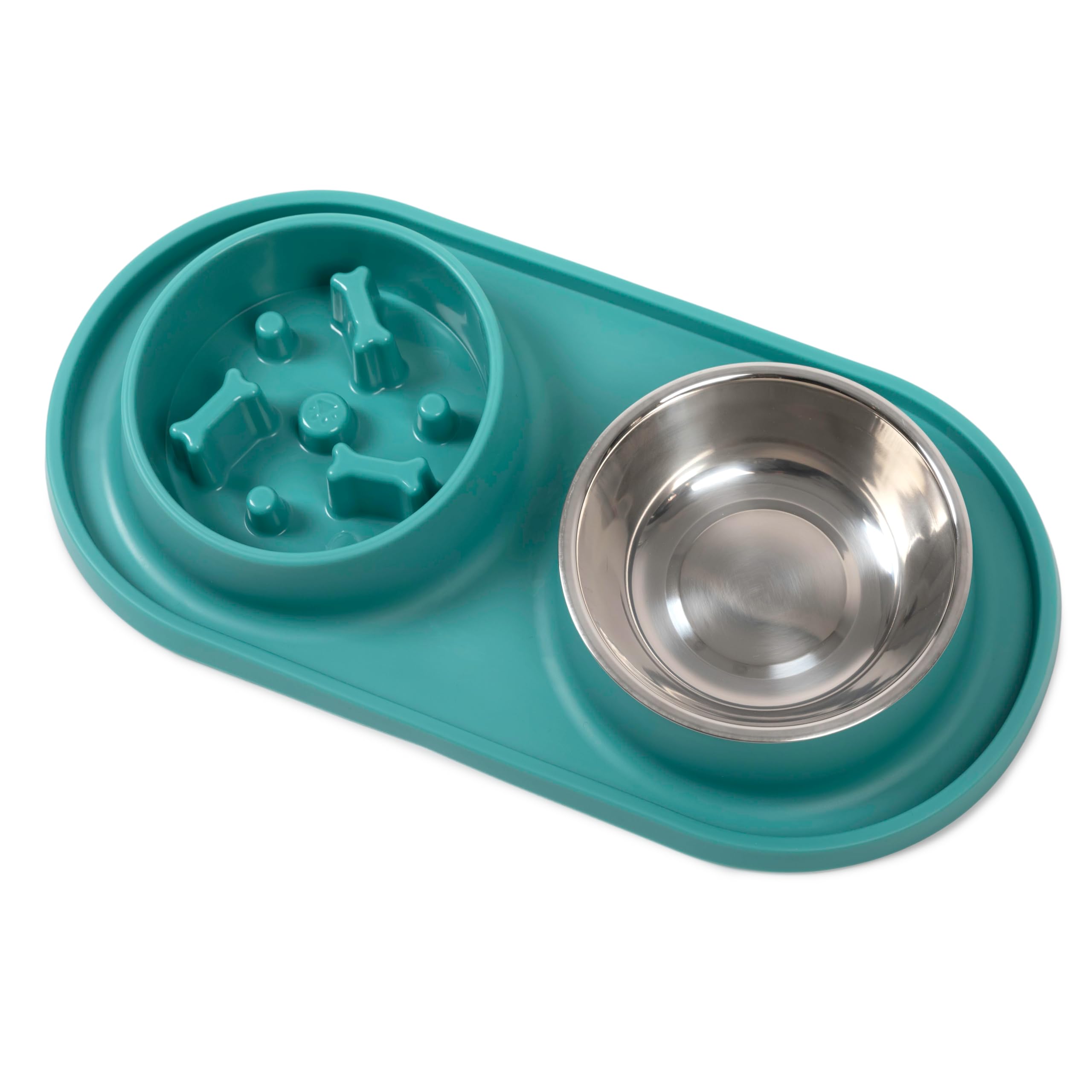 Comedero Perro Antivoracidad. Cuenco Doble de Silicona Antideslizante para Cachorros Ansiosos. Comedero y Bebedero. Alimentador Lento con Obstáculos.