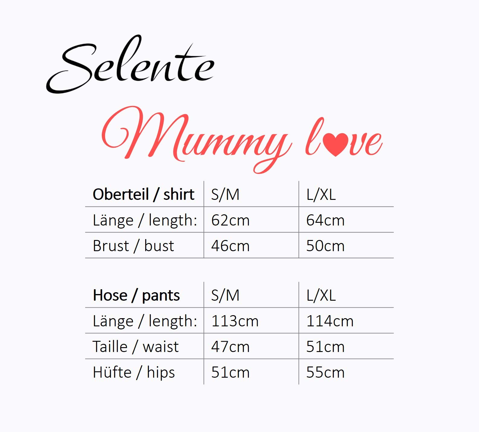 Selente Mummy Love Pyjama Grossesse/maternité avec détails Douceur en Contraste. Fabriqué dans l'UE.