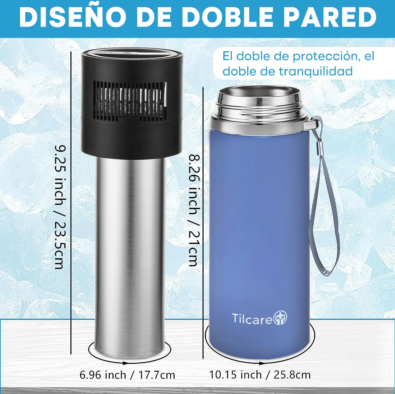 Estuche de Insulin con Enfriador Eléctrico, Cargador USB y Biogel de Tilcare - Horas Ilimitadas, Botella Reutilizable - Estuche de gran Aprobado por la TSA - Para hasta 6 Plumas - Azul