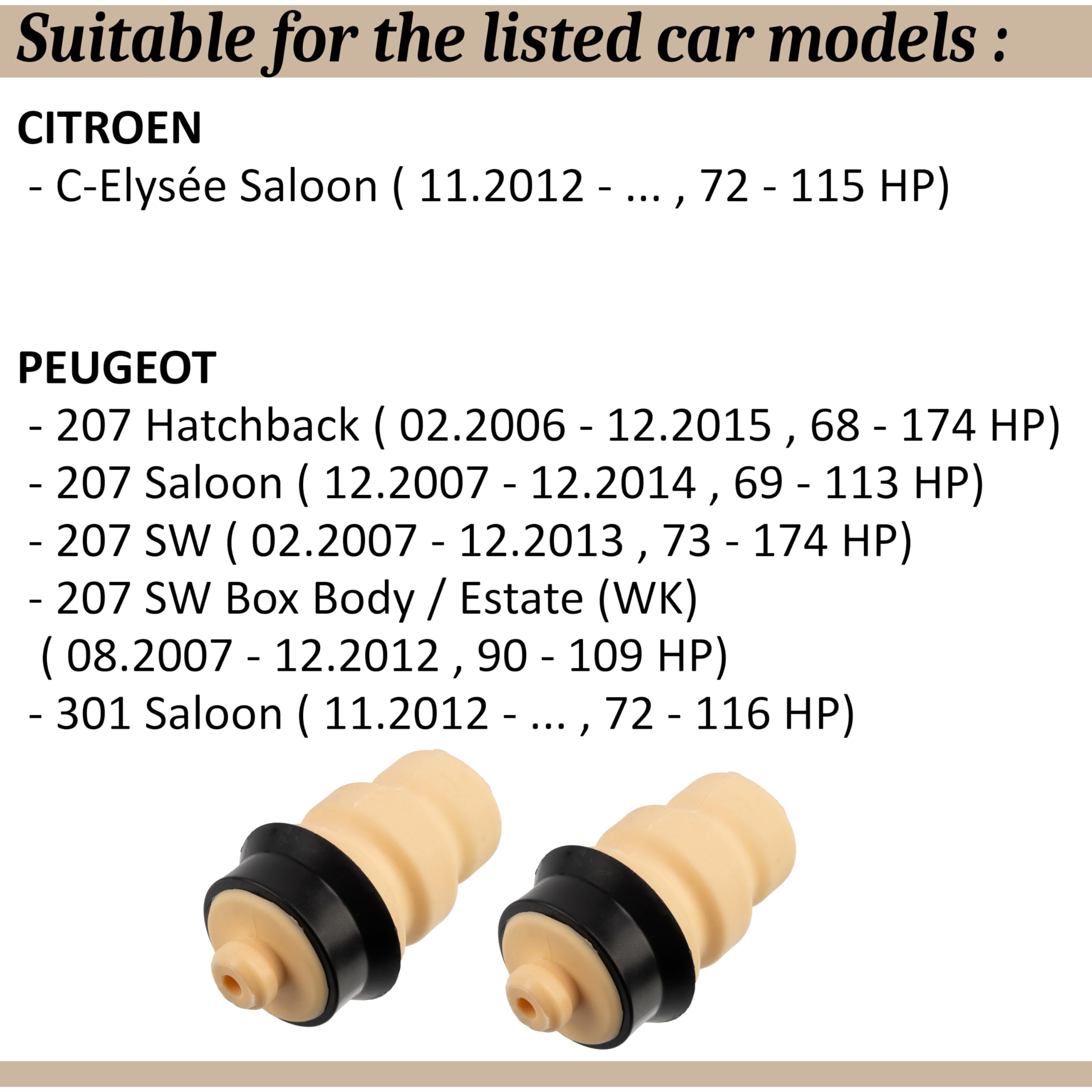 AERZETIX - C70491 - Lot de 2 Butées élastiques, suspension - côté de montage essieu arrière - compatible avec numéros OE 5166.80