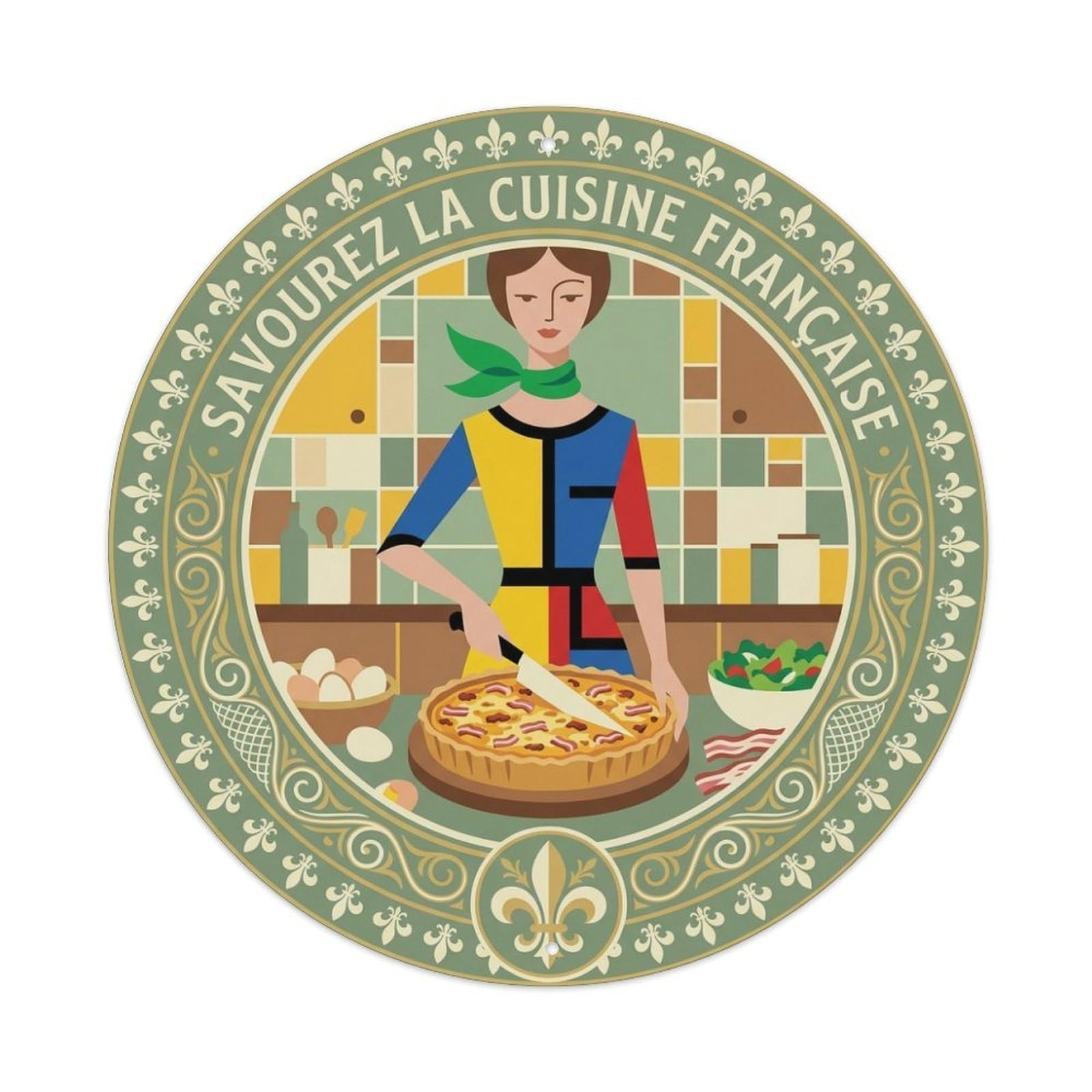 French Culinary Travel Quiche Lorraine Updated Style Metal Tin Sign