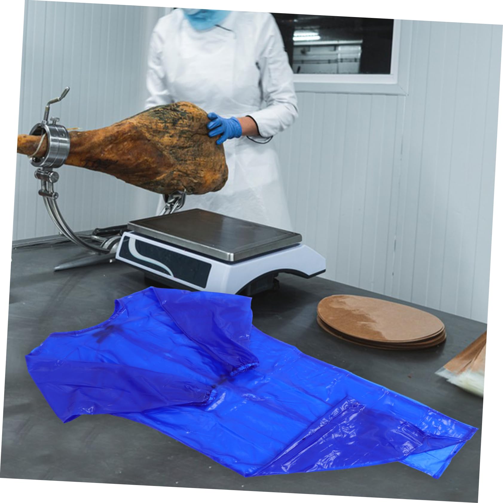 Veemoon Langarmbluse wasserdichte Arbeitskleidung Laborkittel wasserdichte Schürze strapazierfähige Schürze Unisex-Arbeitsschutzkleidung Schürzen Masse dicke Chemikalienschürze PVC Blue