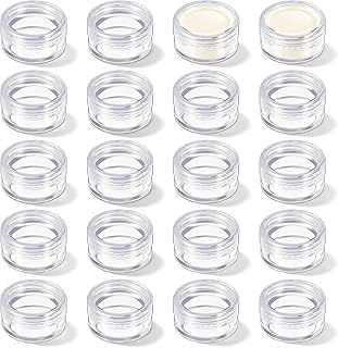 20PCS 5ml Clear Sample Pots, Empty Small Travel Containers Leak Proof Refillable Cosmetic Jars 5 Gram Plastic Makeup Sample Storage Jars with Lids for Lip Balm Scrub Glitter Cream Bead DIY Cosmetics