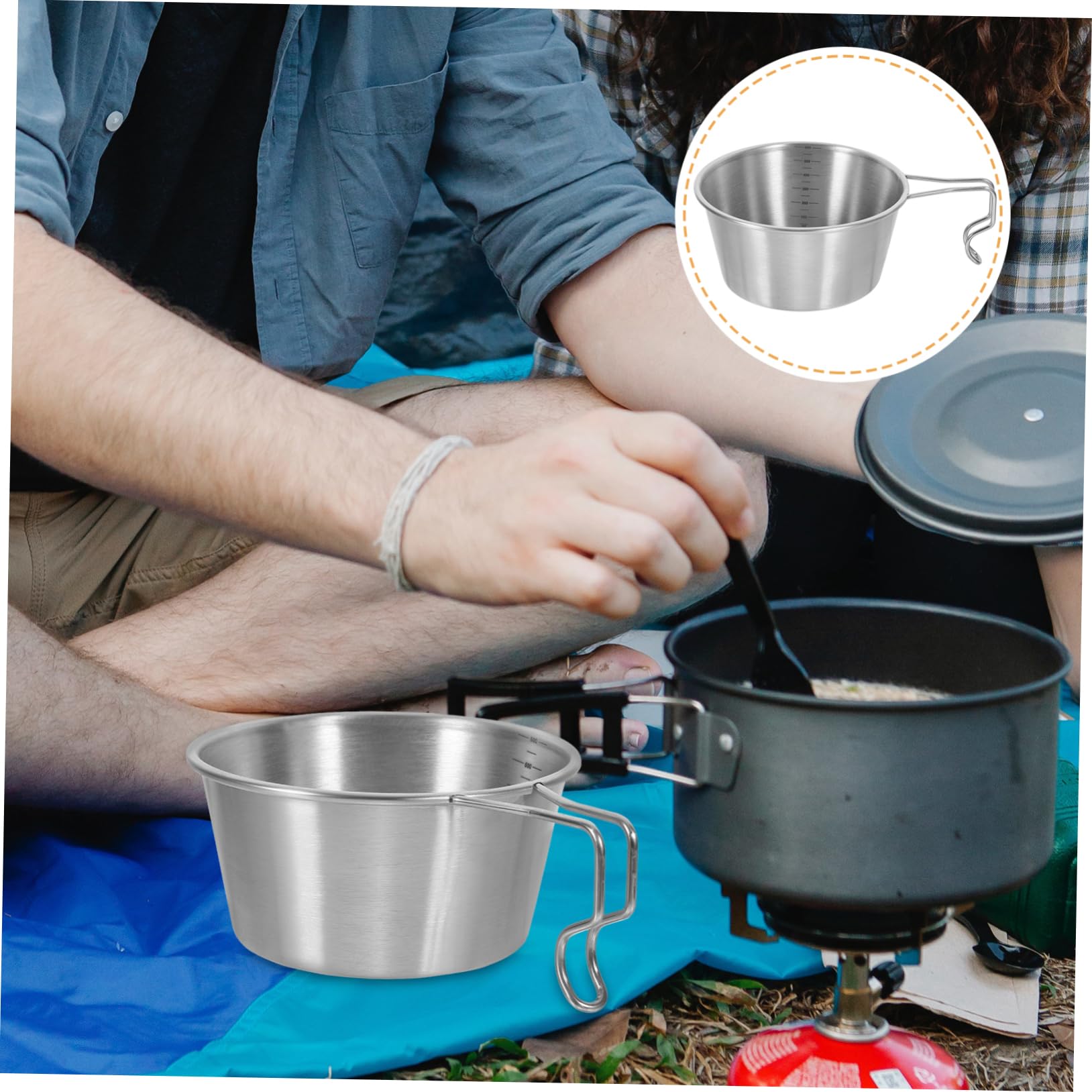 Mikikit Outdoor Camping Bowl with Handle Stainless Steel Noodle Bowl for Hiking Backpacking and Outdoor Activities Lightweight Versatile Soup Cup for Easy Use and Storage