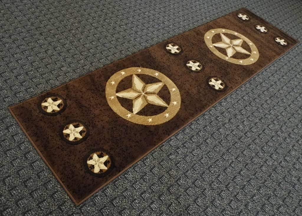 Champion Rugs Texas Lone Star State Western Novelty Area Rug Brown (2 Feet X 7 Feet Runner)