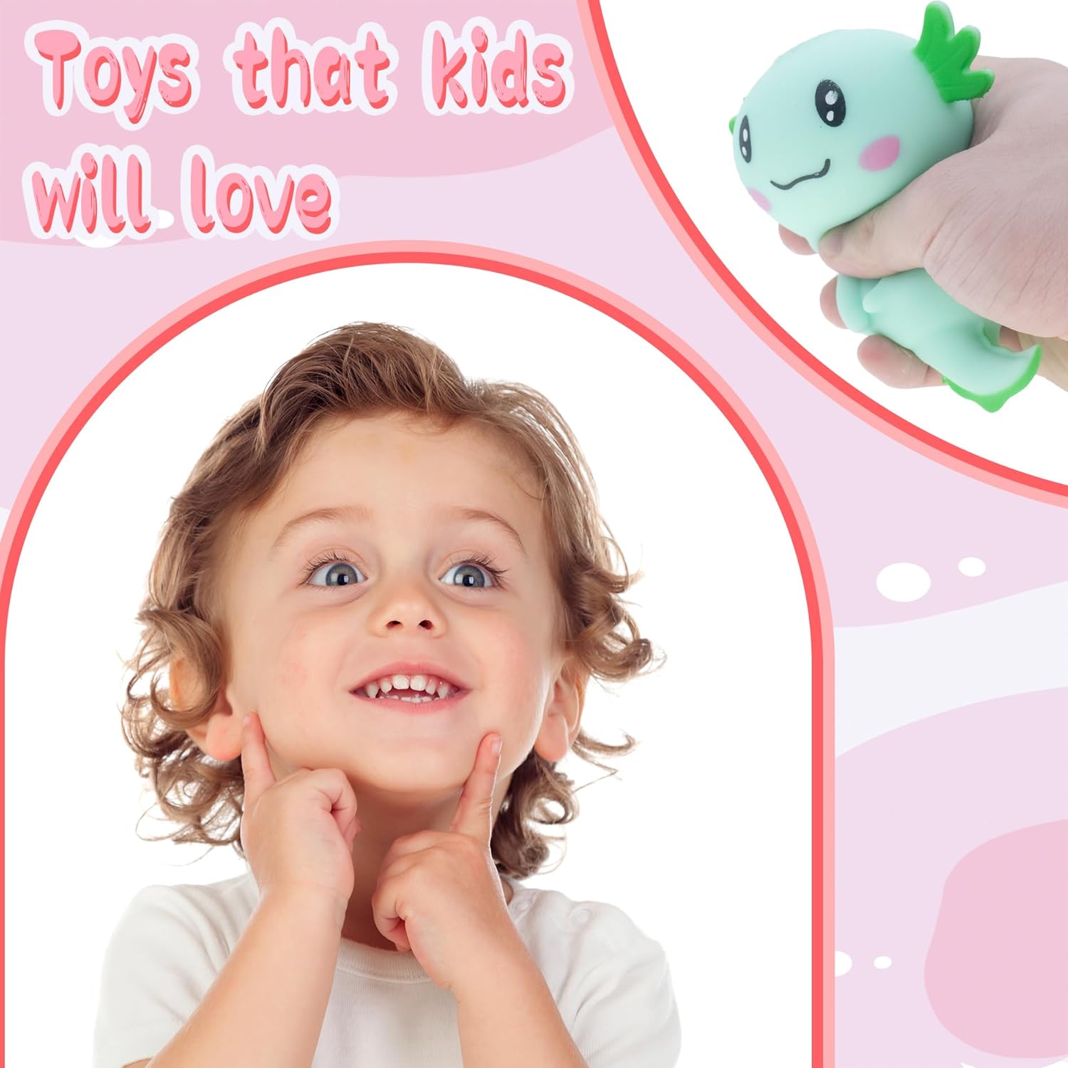 Axolotl Sensory Fidget Toy Valentine's Day Gifts Axolotl Party Favors Supplies Gifts Stress Relief Squeeze Gifts Salamander Stress Balls for Boys Girls(4 Pcs)