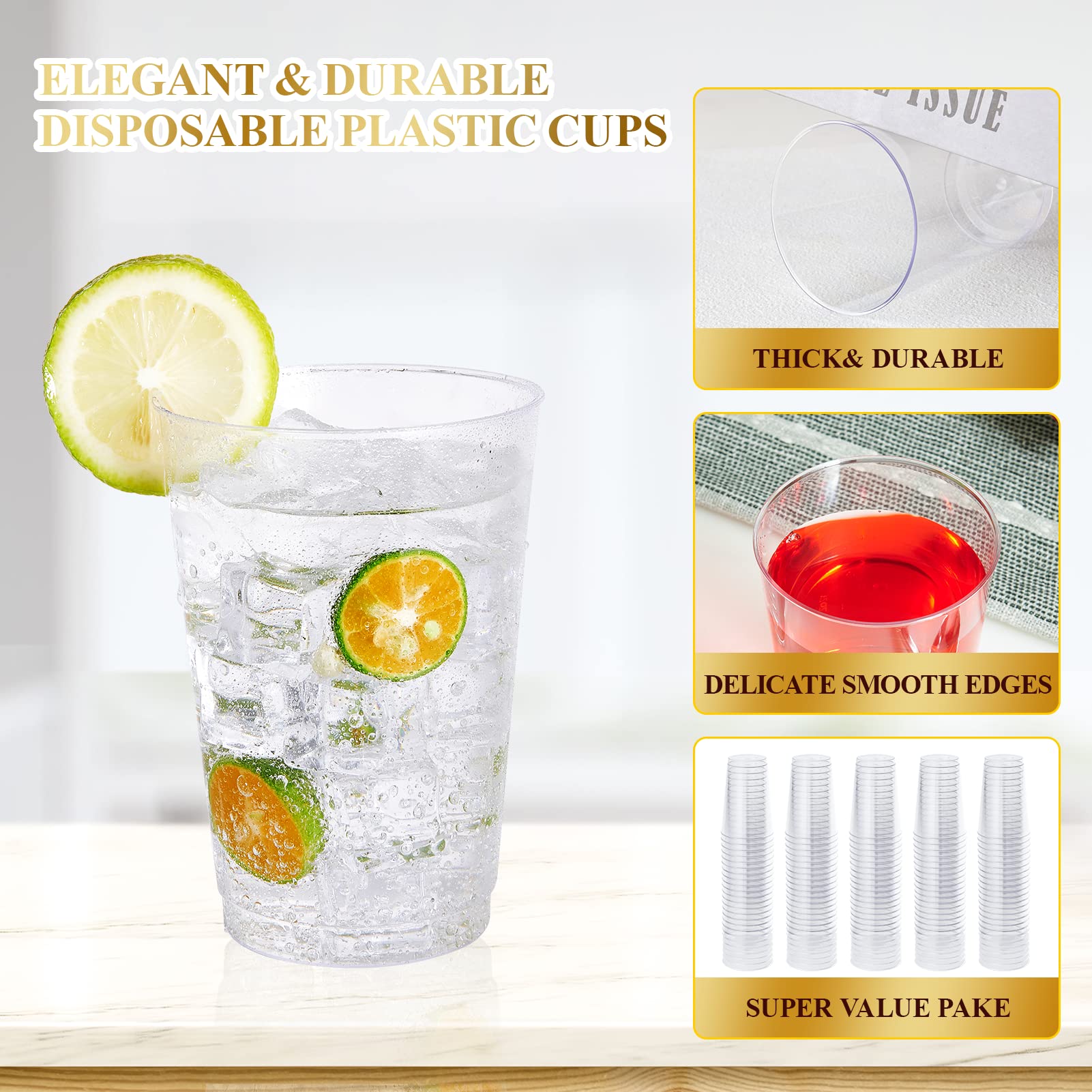 Vplus 150 Pack 12 OZ Clear Disposable Plastic Drinking Cups for Party — Amazon image 2