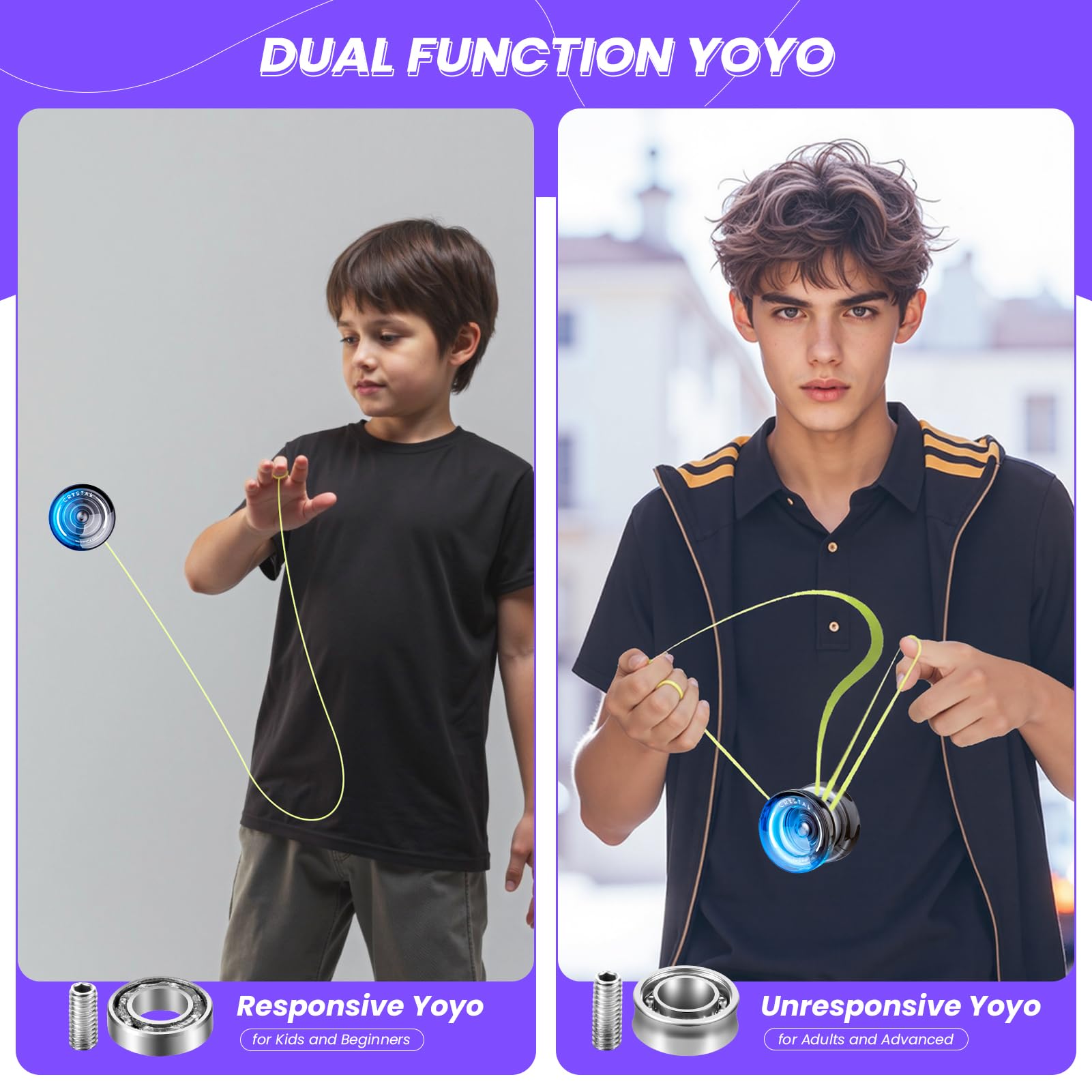 MAGICYOYO Responsive Yoyo for Kids K2 Crystal Black Blue, 2 in 1, Responsive and Unresponsive Yo Yo - Image 4