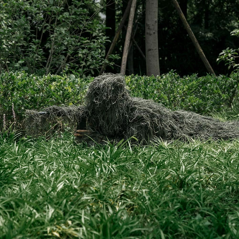 Beler Ghillie Suit, 5-teilige 3D Camouflage Anzug Tarnanzug, Wald und Jagd Verdeckt Kostüm Camouflage Set