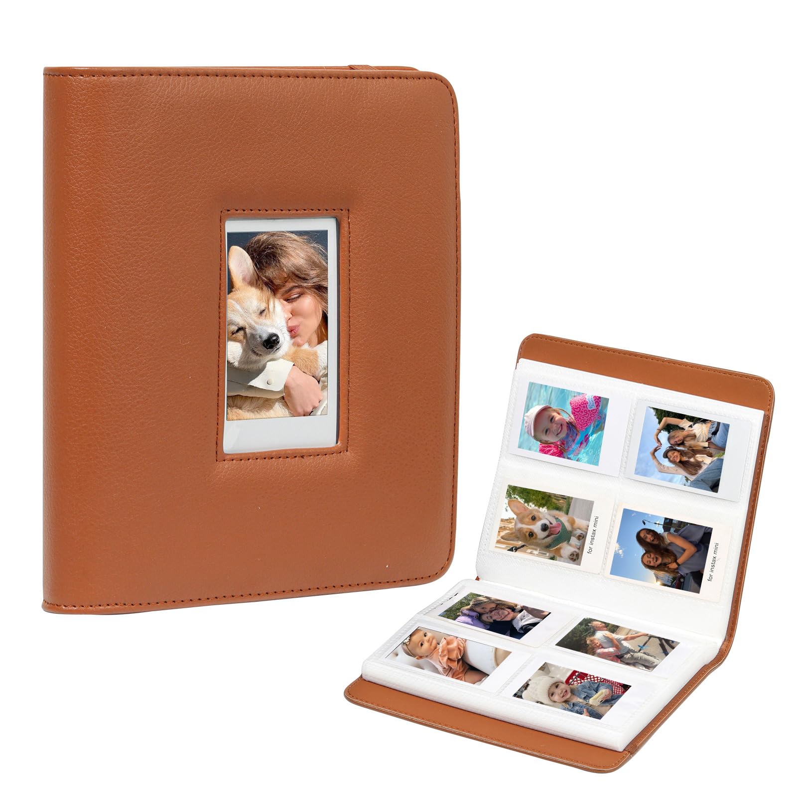 CAIYOULE288 Pockets 2.15x3.4 Photo Album for Fujifilm Instax Mini 3-Inch Film Instant Camera for Fuji Mini Evo/12/11/99/7+ LiPlay Link2 for Polaroid Snap PIC-300 Kodak mini Camera Album（Brown）