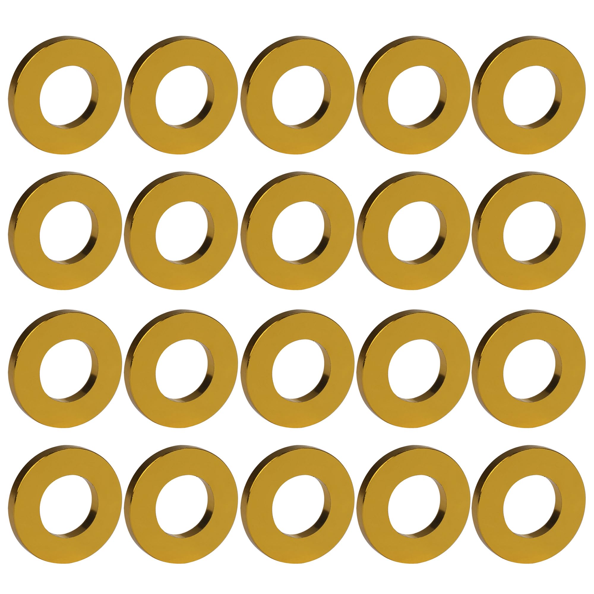 Yaruijia Aluminum Flat Washer M3 M4 M5 M6 M8 Aluminum Alloy Gasket Bolt Pitch Adjustment Spacer for Drones, Toys, Models, DIY Parts Pack of 20 (Golden